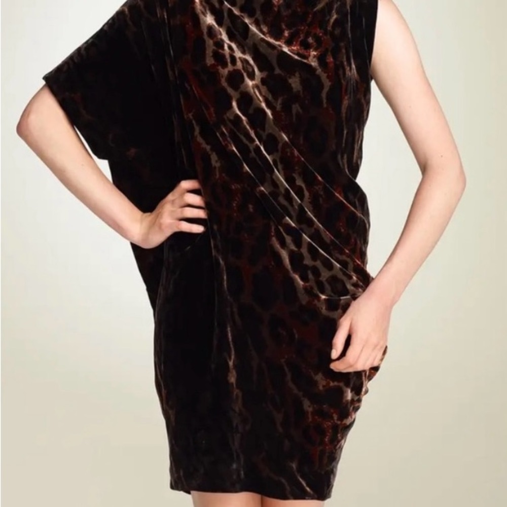 Diane Von Furstenberg Leopard Print Velvet Wilma Joon Cocktail Dress Size 2